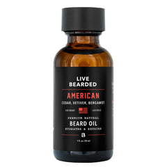 Live Bearded beard oil bottle with Cedar scent for hydration and conditioning
