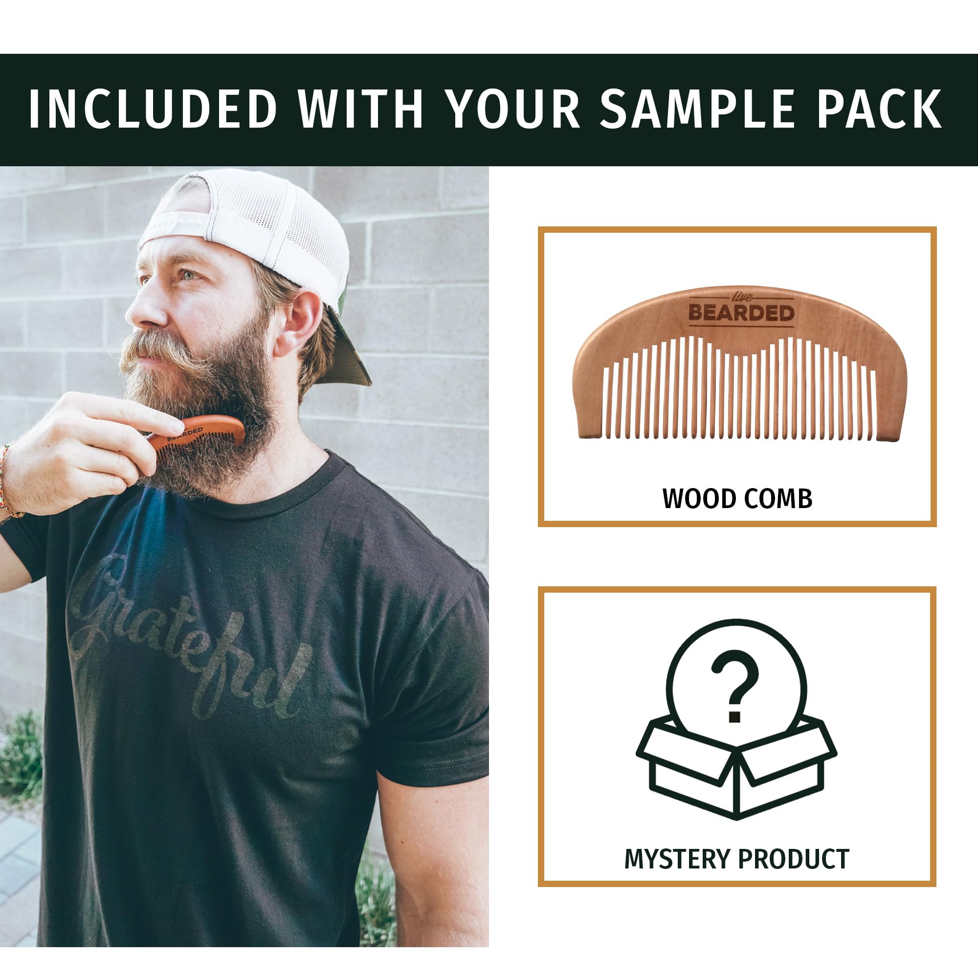 Live Bearded beard oil bottle closeup highlighting nourishing formula for healthy-looking beards.