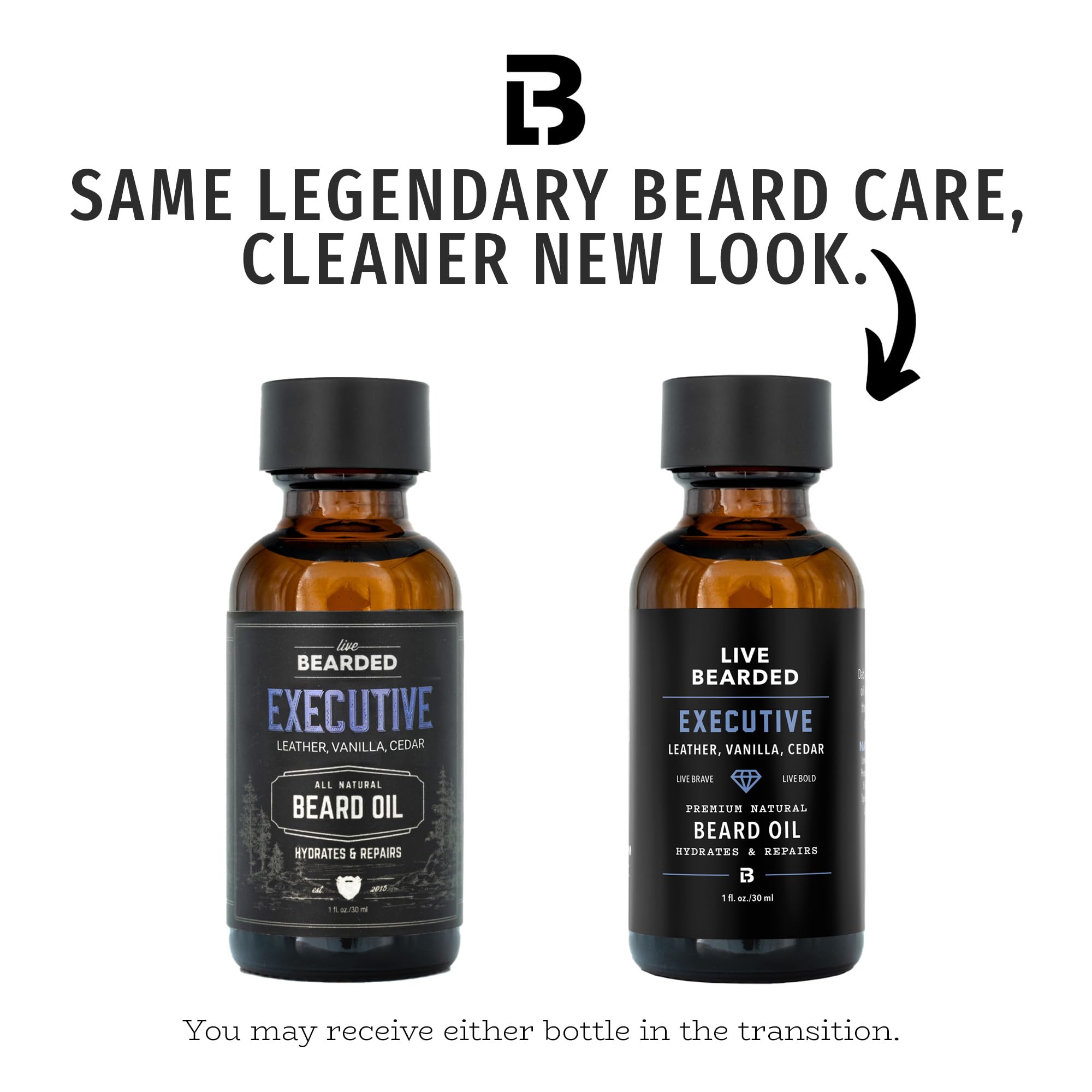 Live Bearded beard oil bottle pour demonstrates easy, mess-free application.