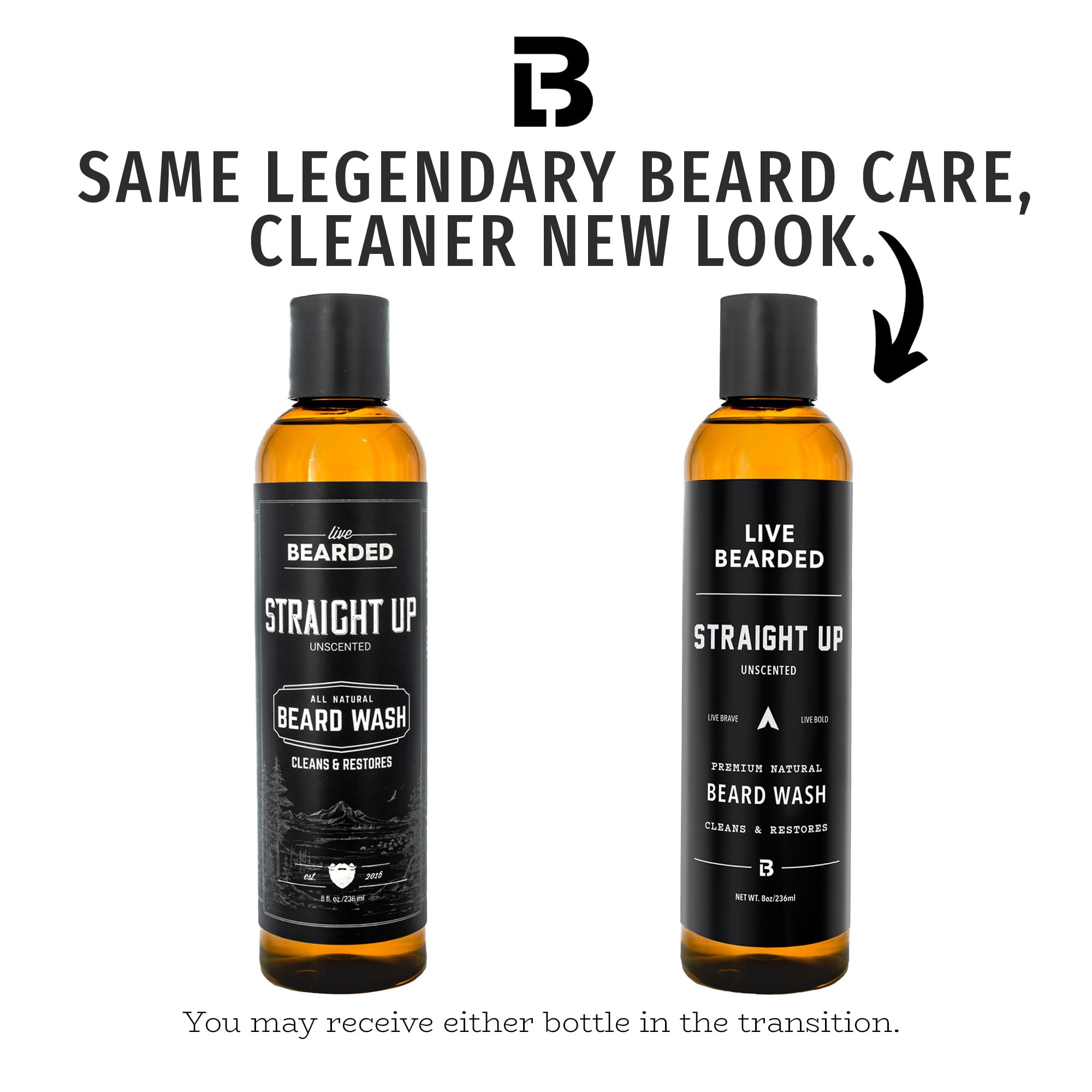 Live Bearded beard wash 8oz bottle pour captures gentle lather for deep-clean without drying skin