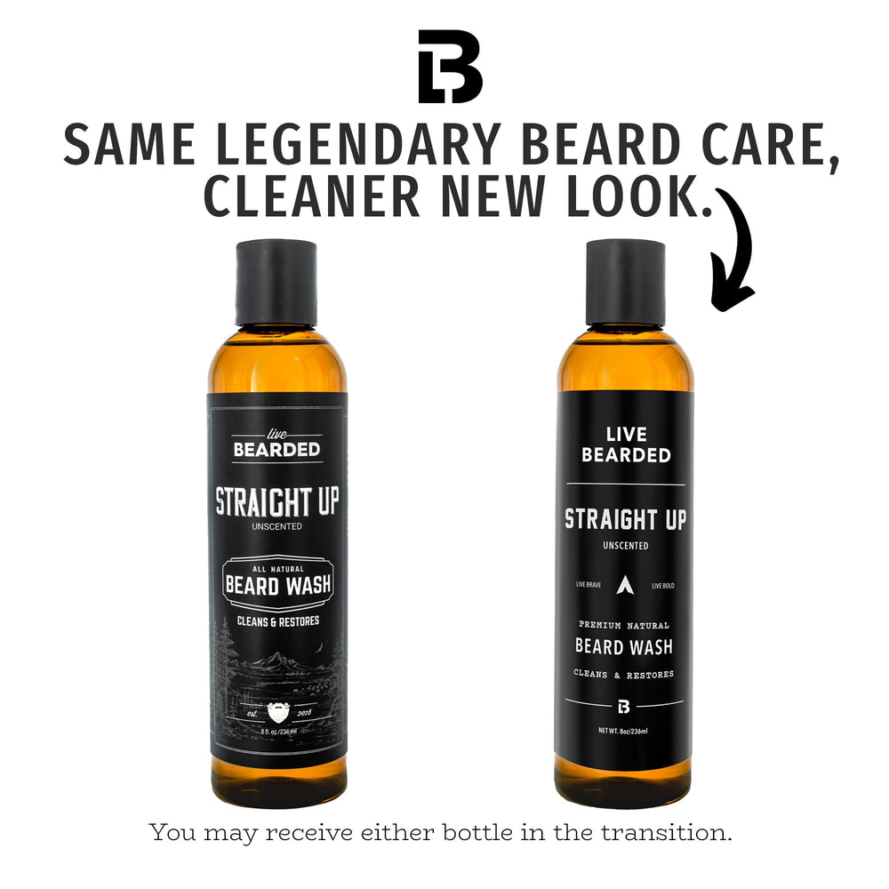 Live Bearded beard wash 8oz bottle pour captures gentle lather for deep-clean without drying skin