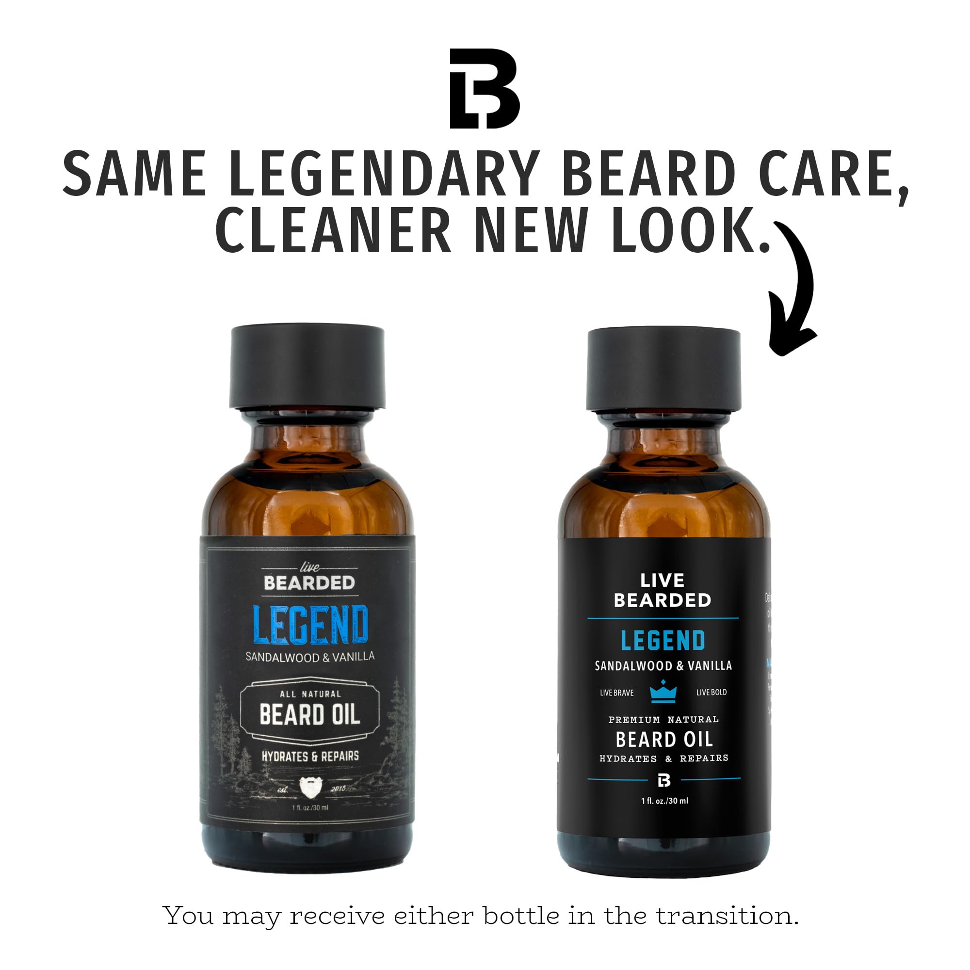 Live Bearded legend scent bottle closeup highlights sandalwood-vanilla notes for a soothing aroma