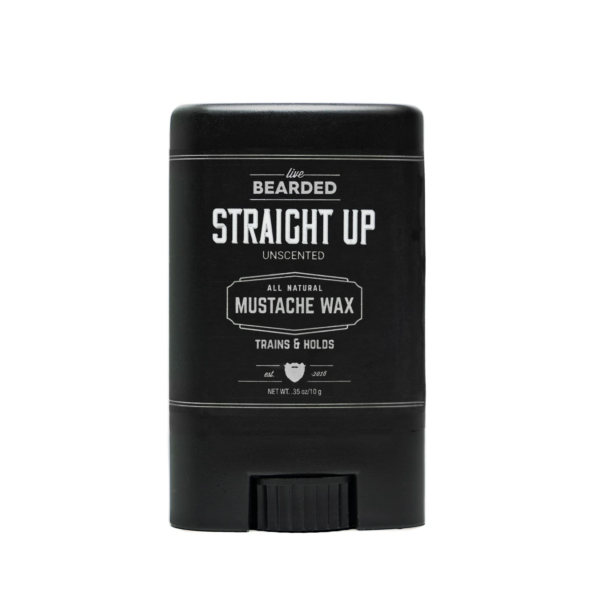 Live Bearded Mustache Wax Stick application demonstrates medium hold for precise stache shaping.