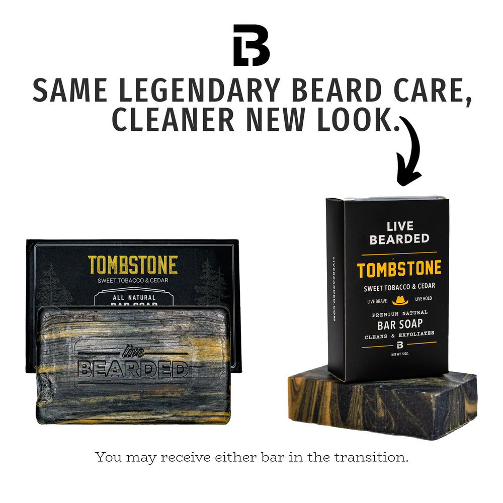Live Bearded Tombstone bar soap pumice detail shows natural exfoliation