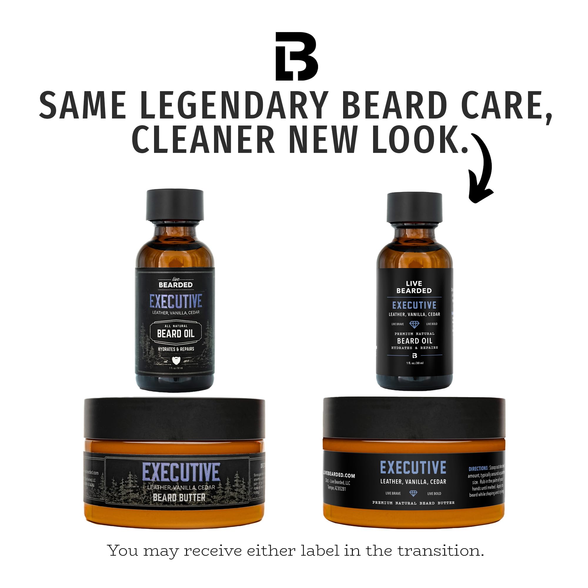 Live Bearded USA-made ingredients label highlights natural nutrients for beard and skin health
