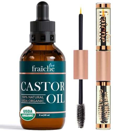 Live Fraiche castor oil lash serum bottle 2oz glass boosts lash nourishment
