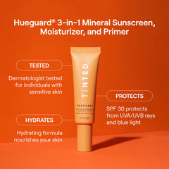 Live Tinted Hueguard bottle back label reveals SPF and usage directions
