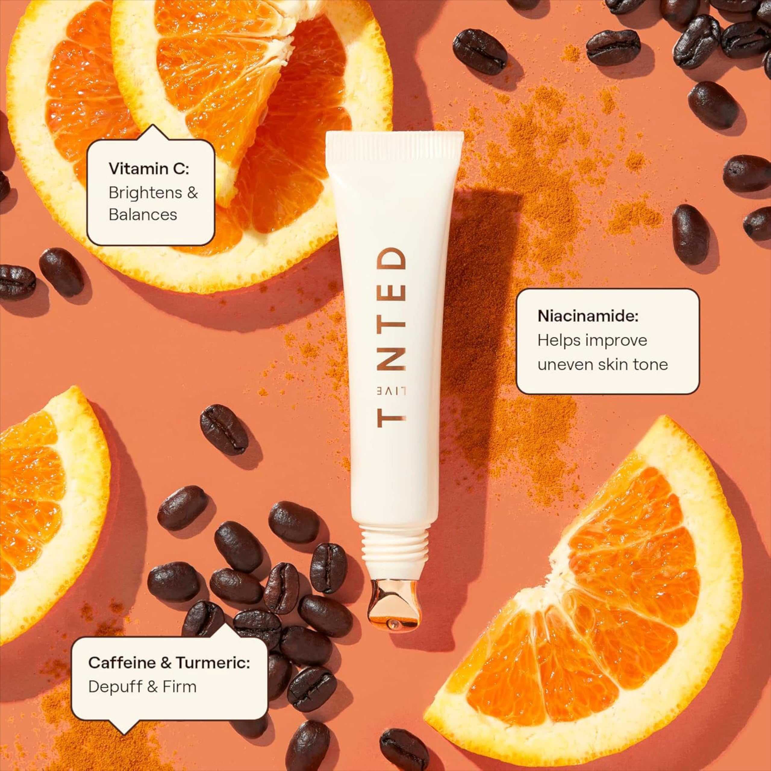 Live Tinted Superhue eye cream combines vitamin C and niacinamide for radiance.