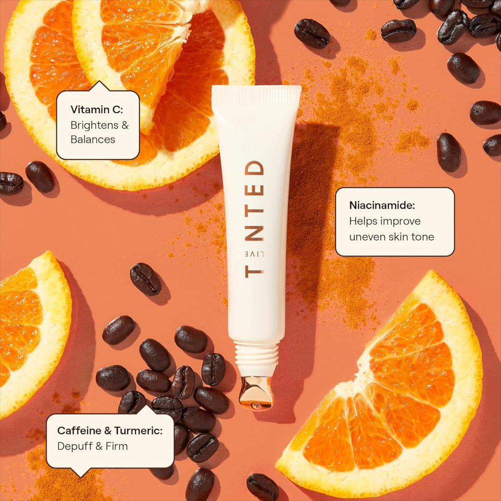 Live Tinted Superhue eye cream combines vitamin C and niacinamide for radiance.