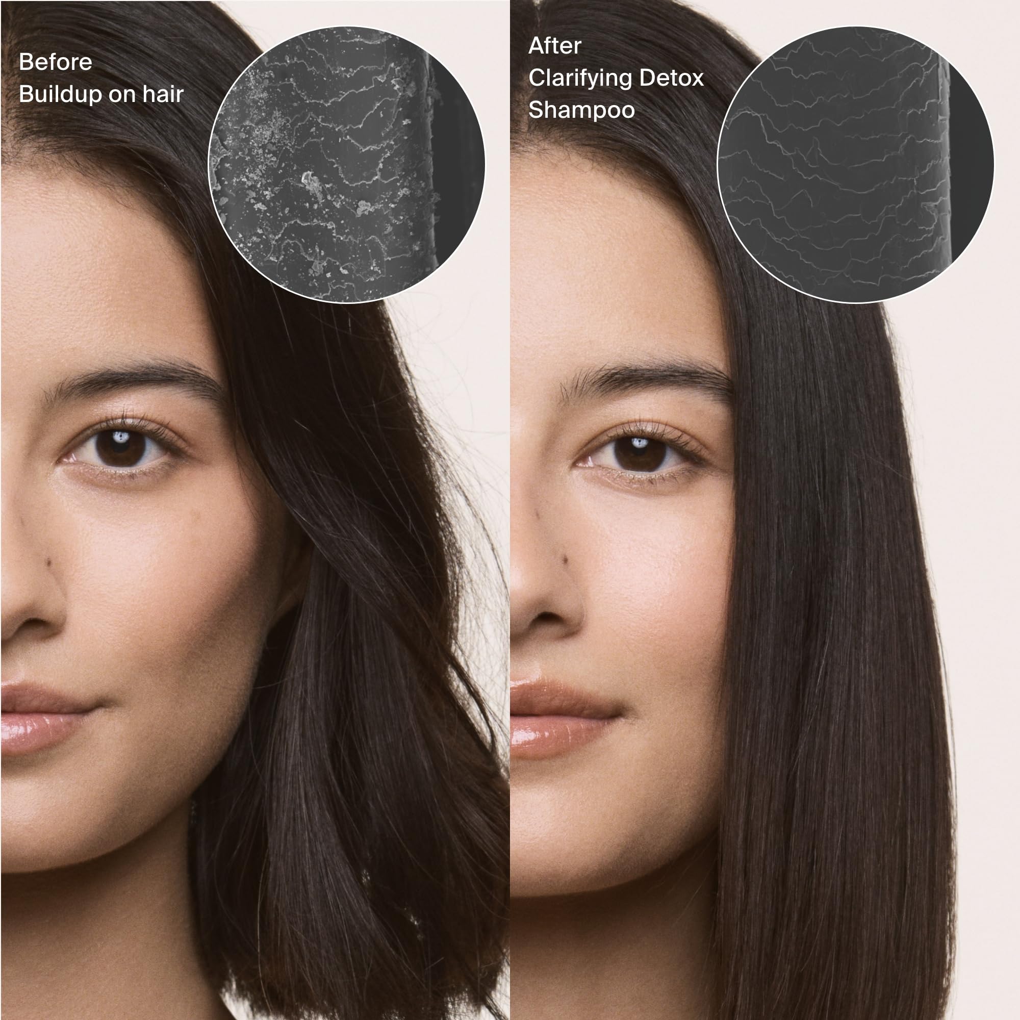 Living Proof Clarifying Detox Shampoo dispense highlights easy, mess-free use in the shower.