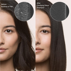 Living Proof Clarifying Detox Shampoo dispense highlights easy, mess-free use in the shower.