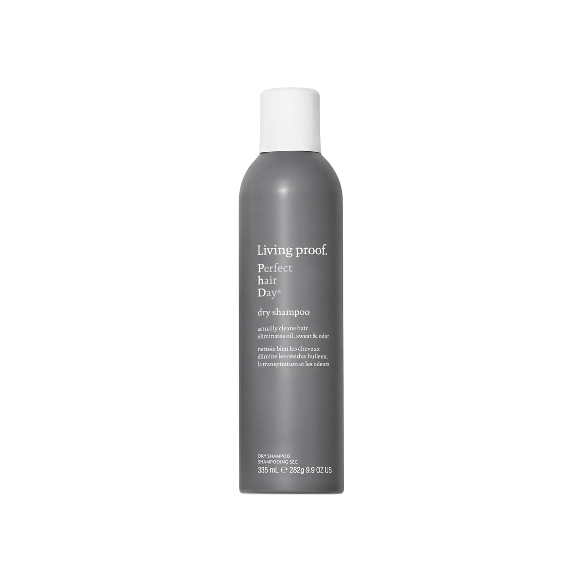 Living Proof dry shampoo bottle front view highlights oil-absorption for refreshed hair