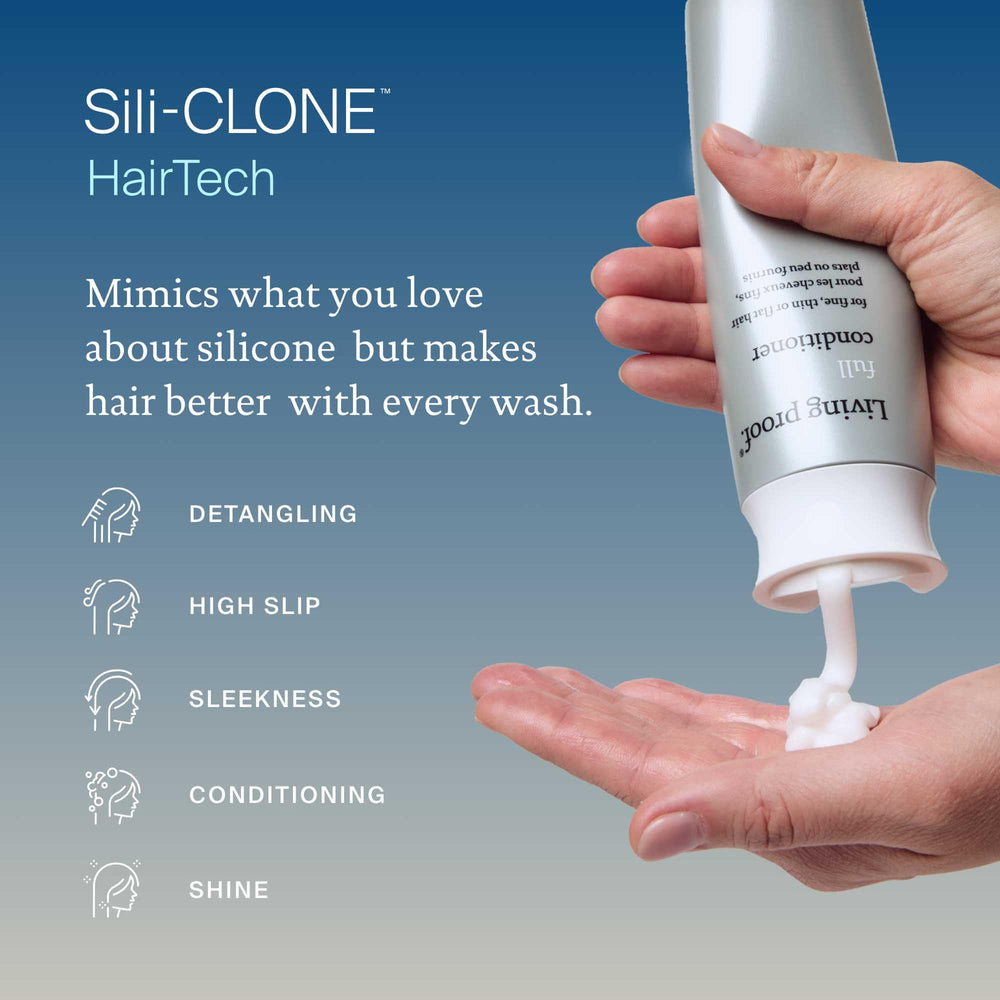 Living Proof Full Conditioner applied to mid-lengths for added volume