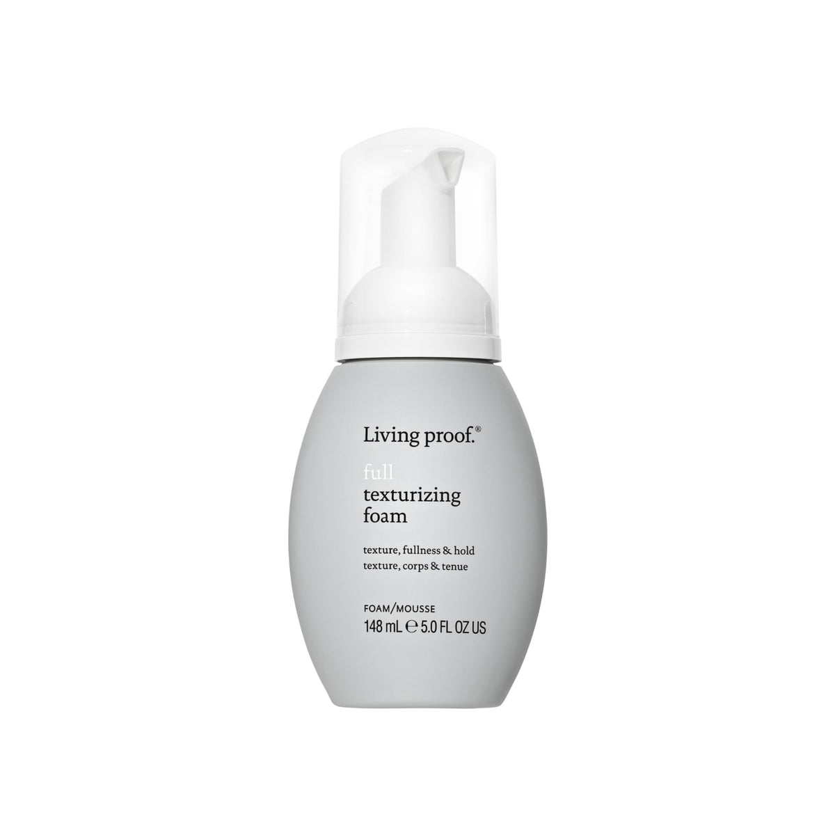 Living proof Full Texturizing Foam dispenses lightweight texture for casual styling.