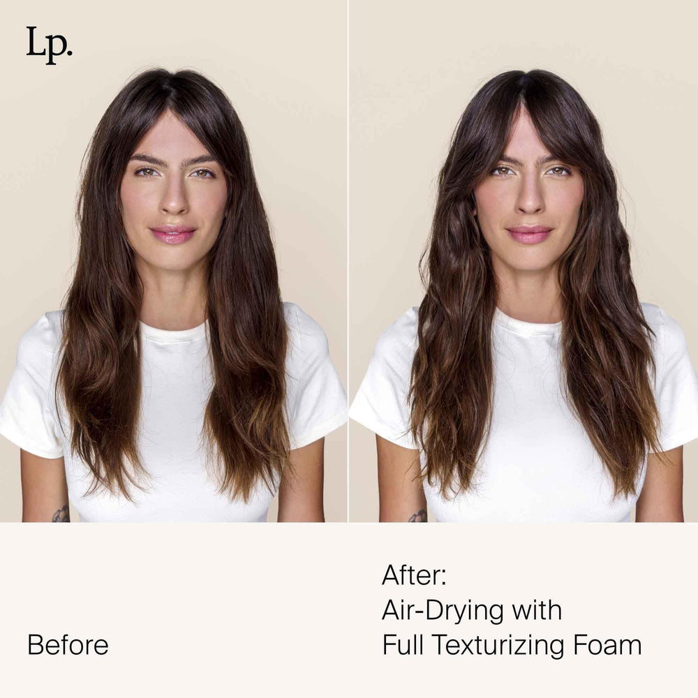 Living proof Full Texturizing Foam delivers a tousled, relaxed finish with texture.