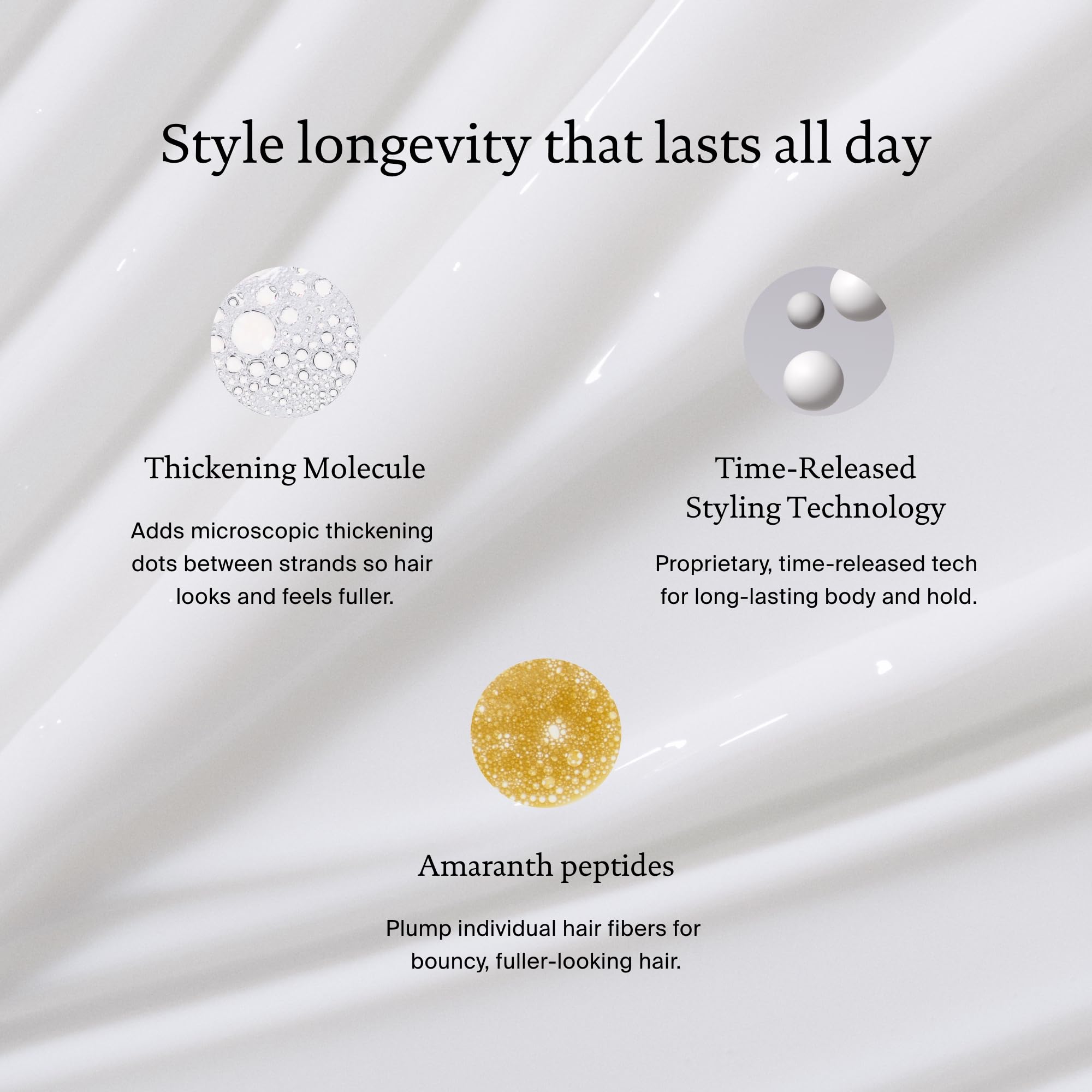 Living Proof Full Thickening Blow-Dry Cream on styled hair reveals movement.