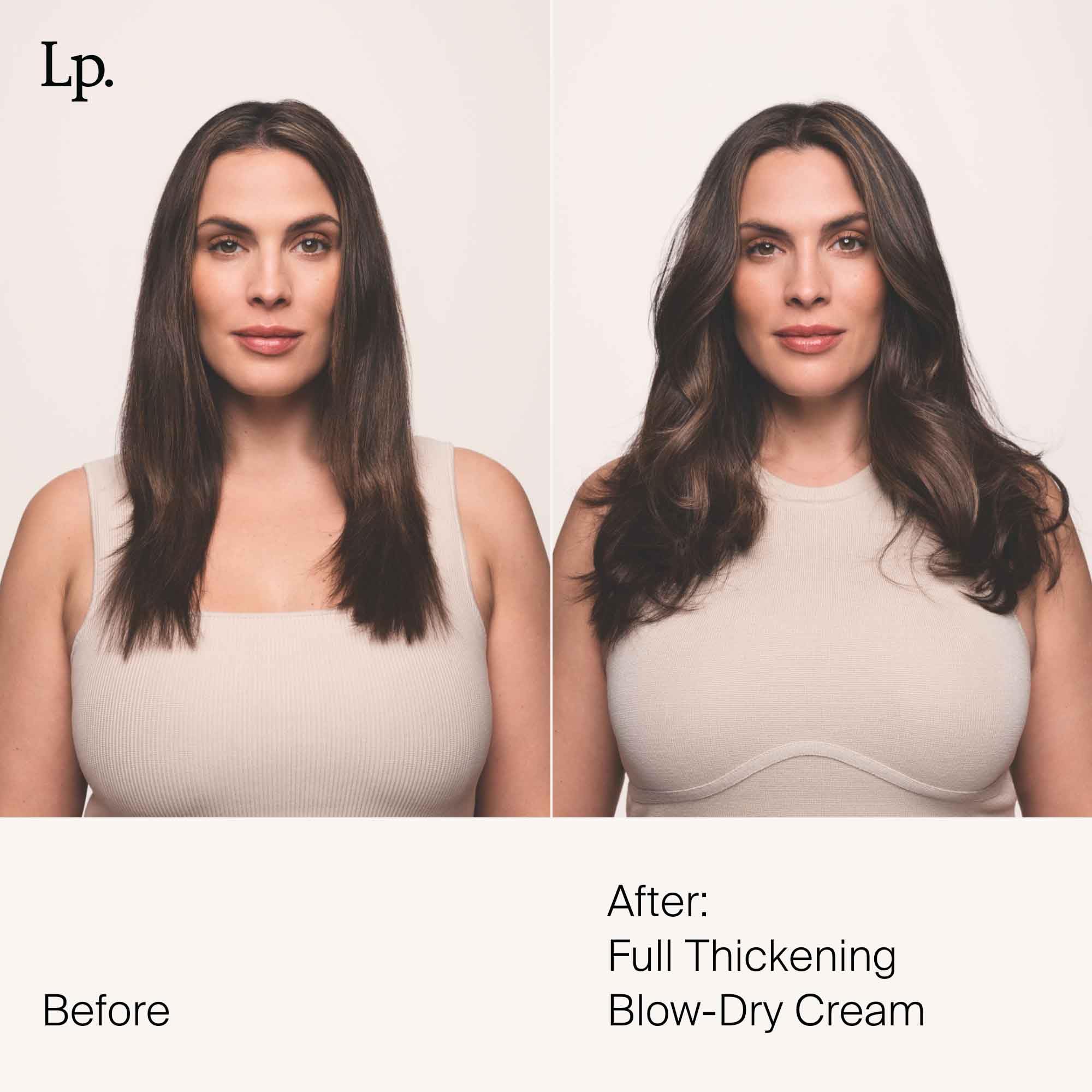 Living Proof Full Thickening Blow-Dry Cream pump shows easy, precise application.