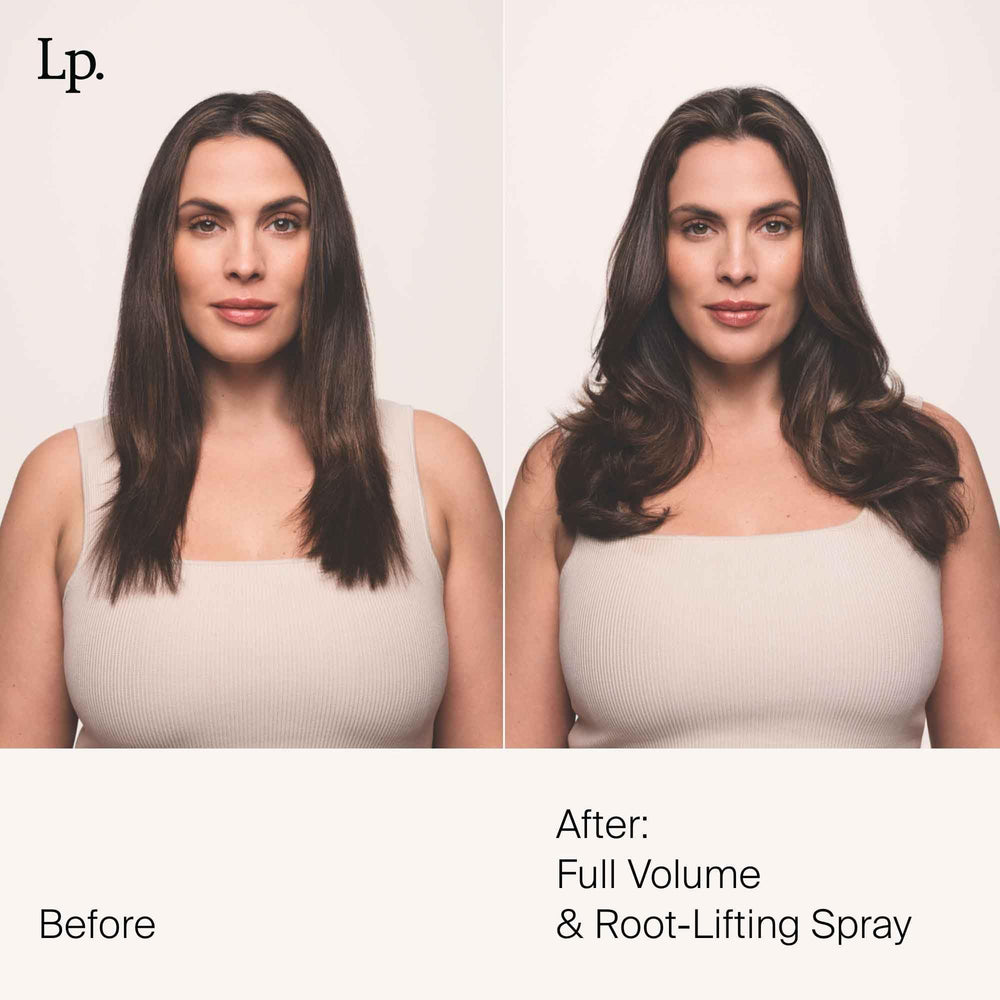 Living Proof Full Volume oil-absorption test shows bouncy styles without heaviness.