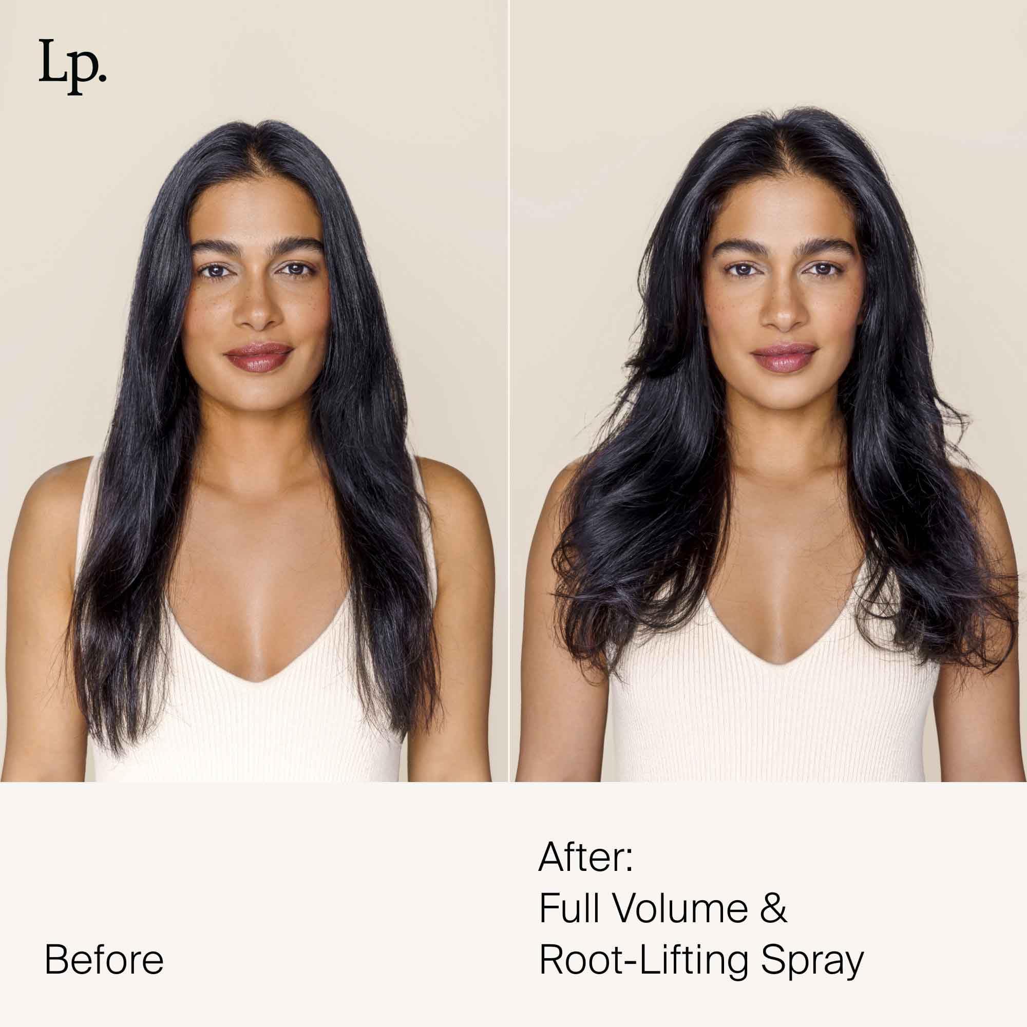 Living Proof Full Volume finished-hair closeup reveals invisible feel and no heavy residue.
