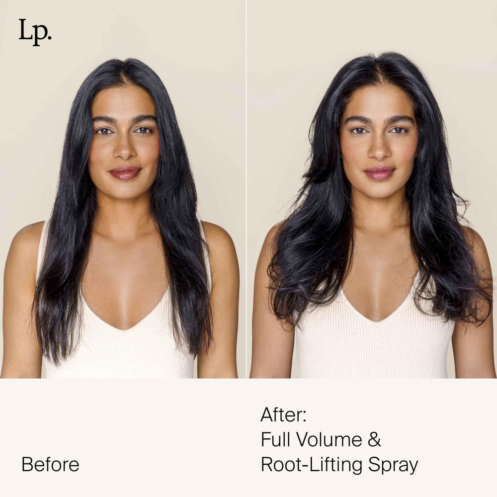 Living Proof Full Volume finished-hair closeup reveals invisible feel and no heavy residue.