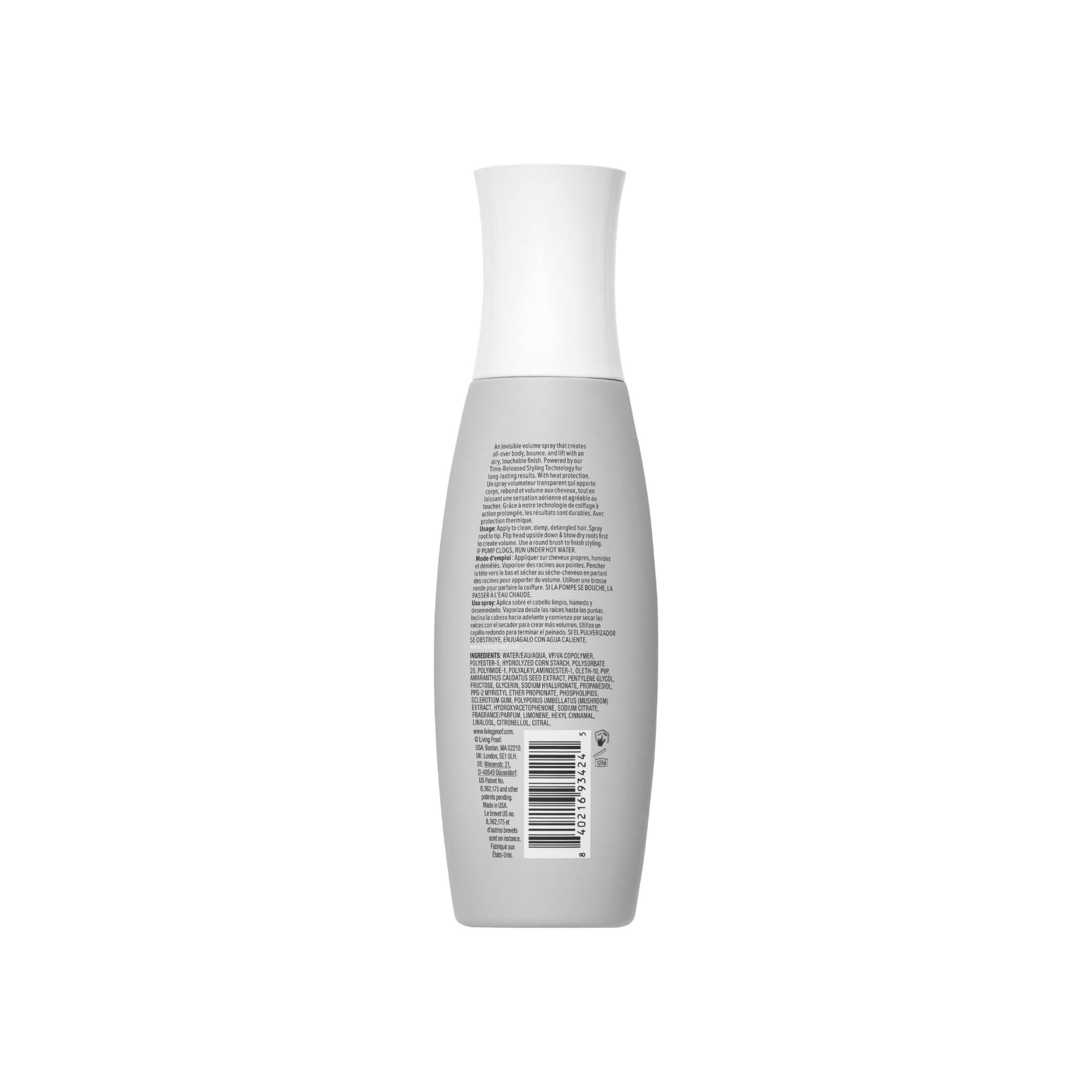 Living Proof Full Volume mist on layers adds lightweight volume for natural bounce.