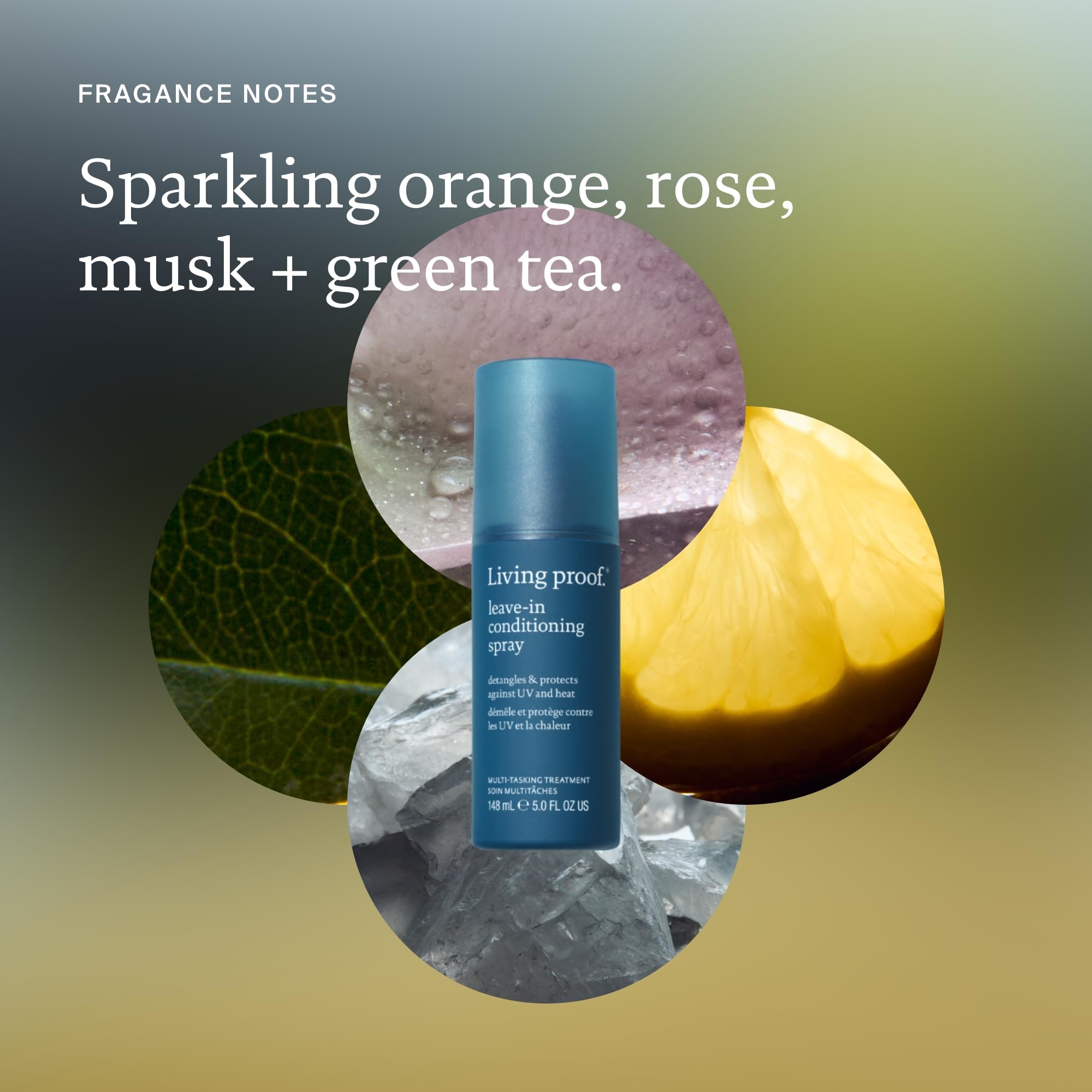 Living Proof Leave-In Conditioning Spray applied to damp hair before styling