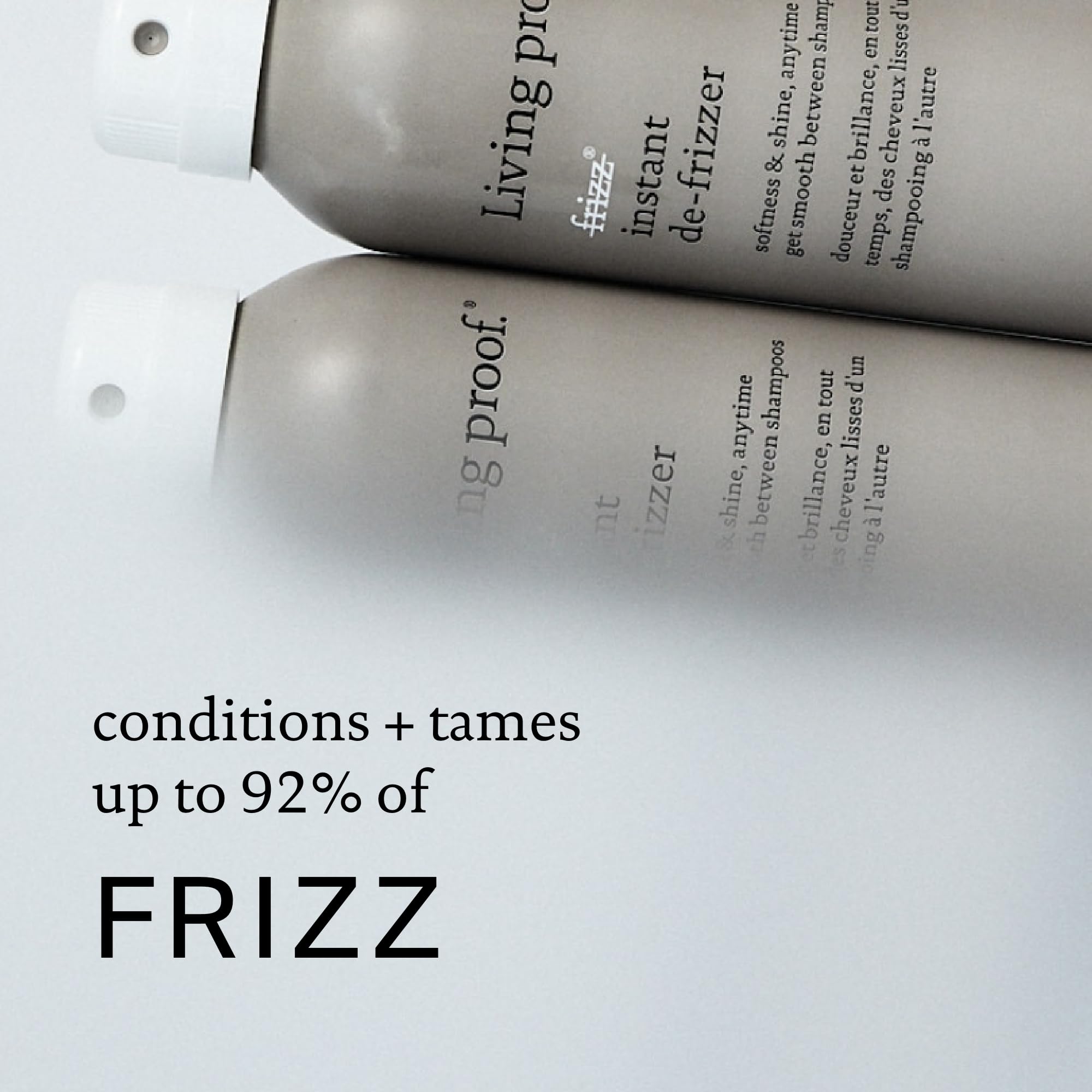 Living Proof No Frizz Instant De-Frizzer application mist for quick refresh and softness
