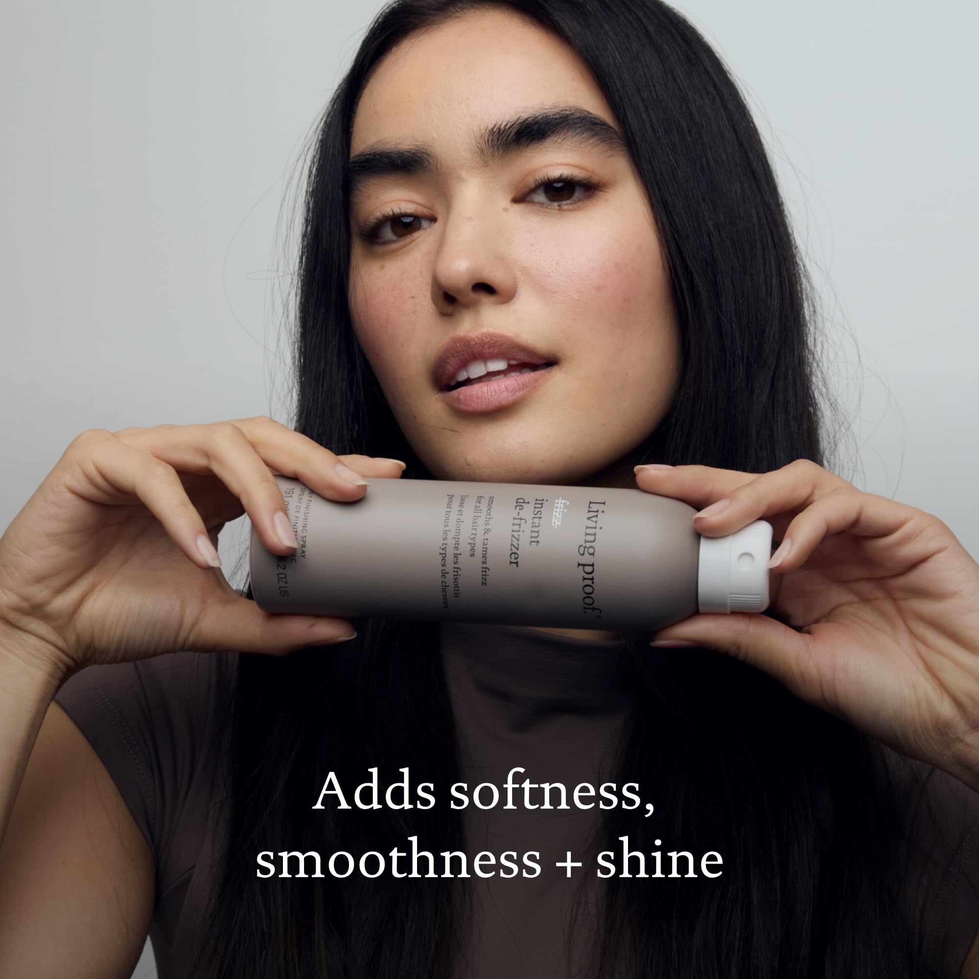 Living Proof No Frizz Instant De-Frizzer bottle finish with shine improvement