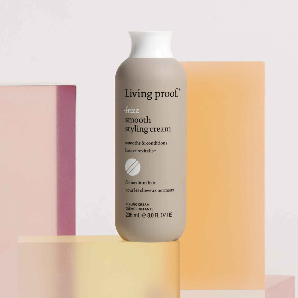 Living Proof No Frizz Smooth Styling Cream yields shiny, smooth-looking hair.