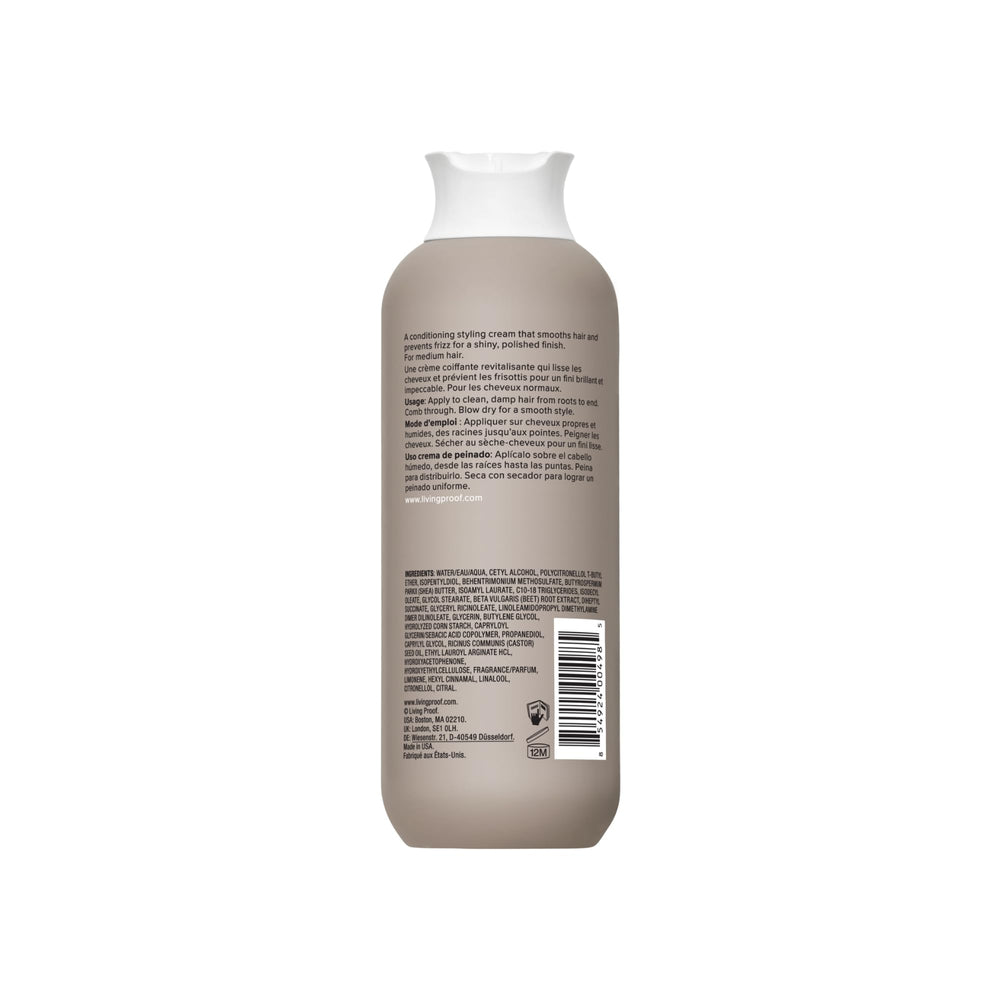 Living Proof No Frizz Smooth Styling Cream pump shows easy application.