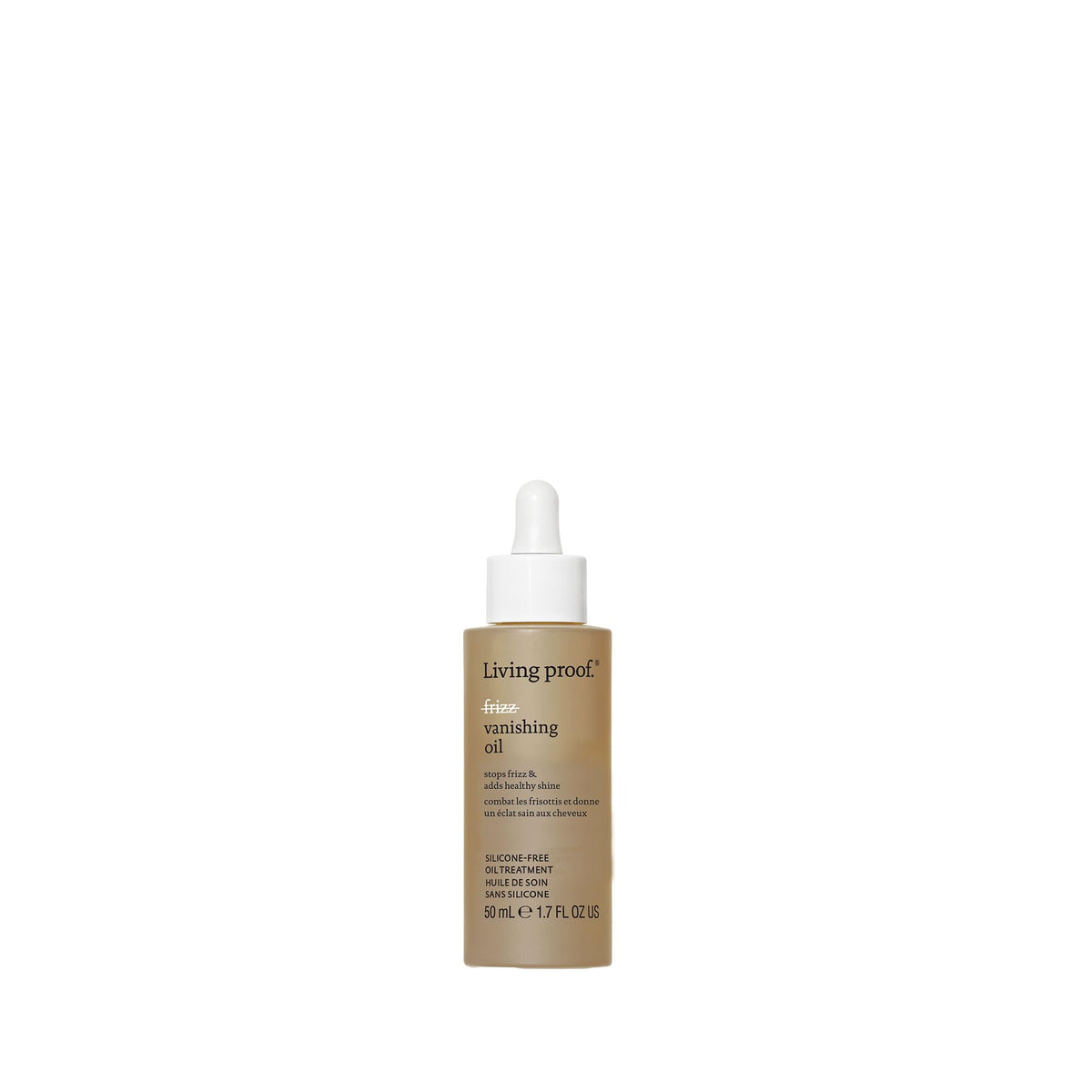 Living Proof No Frizz Vanishing Oil bottle shown for frizz control