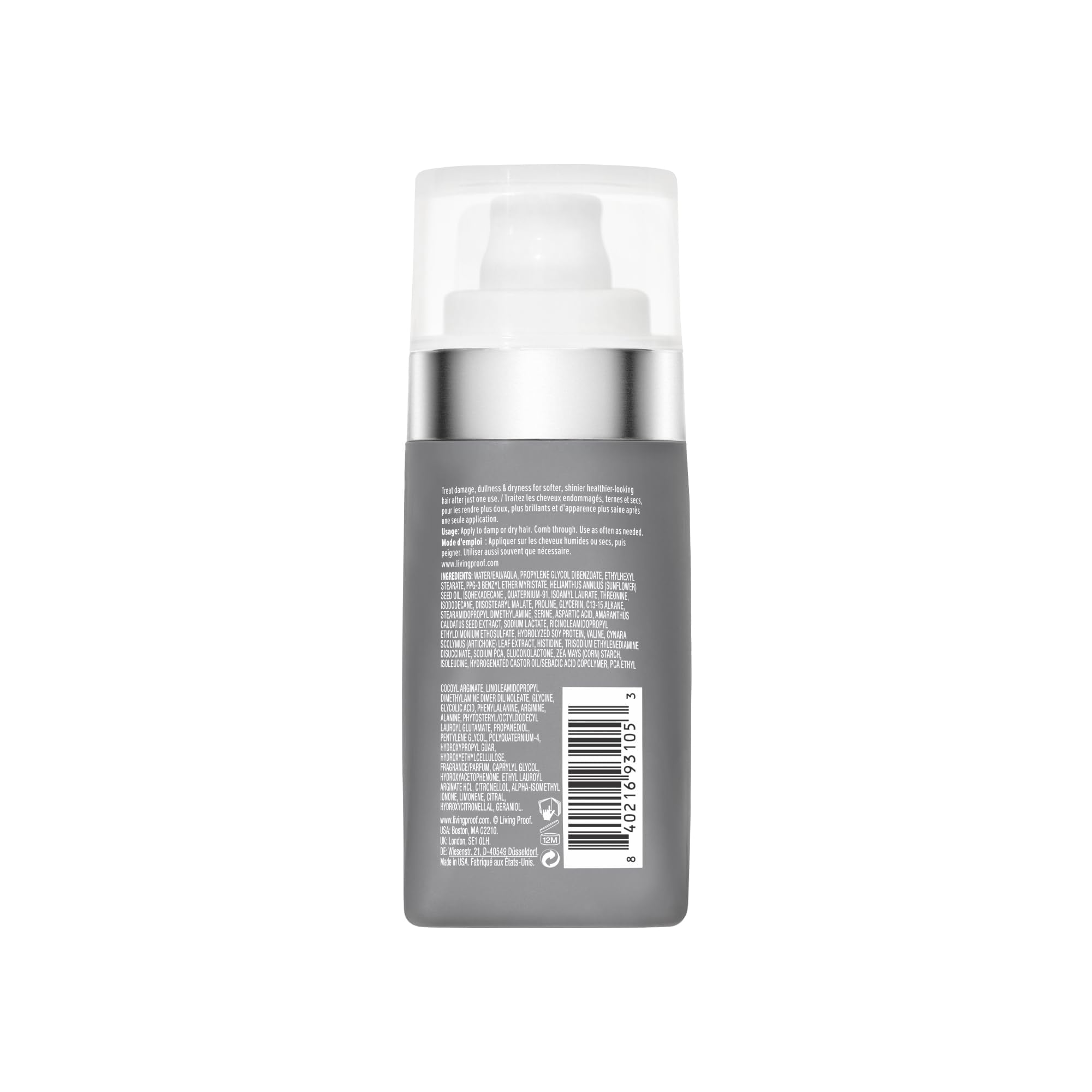 Living Proof Perfect Hair Day application shows easy-apply formula for quick frizz control.