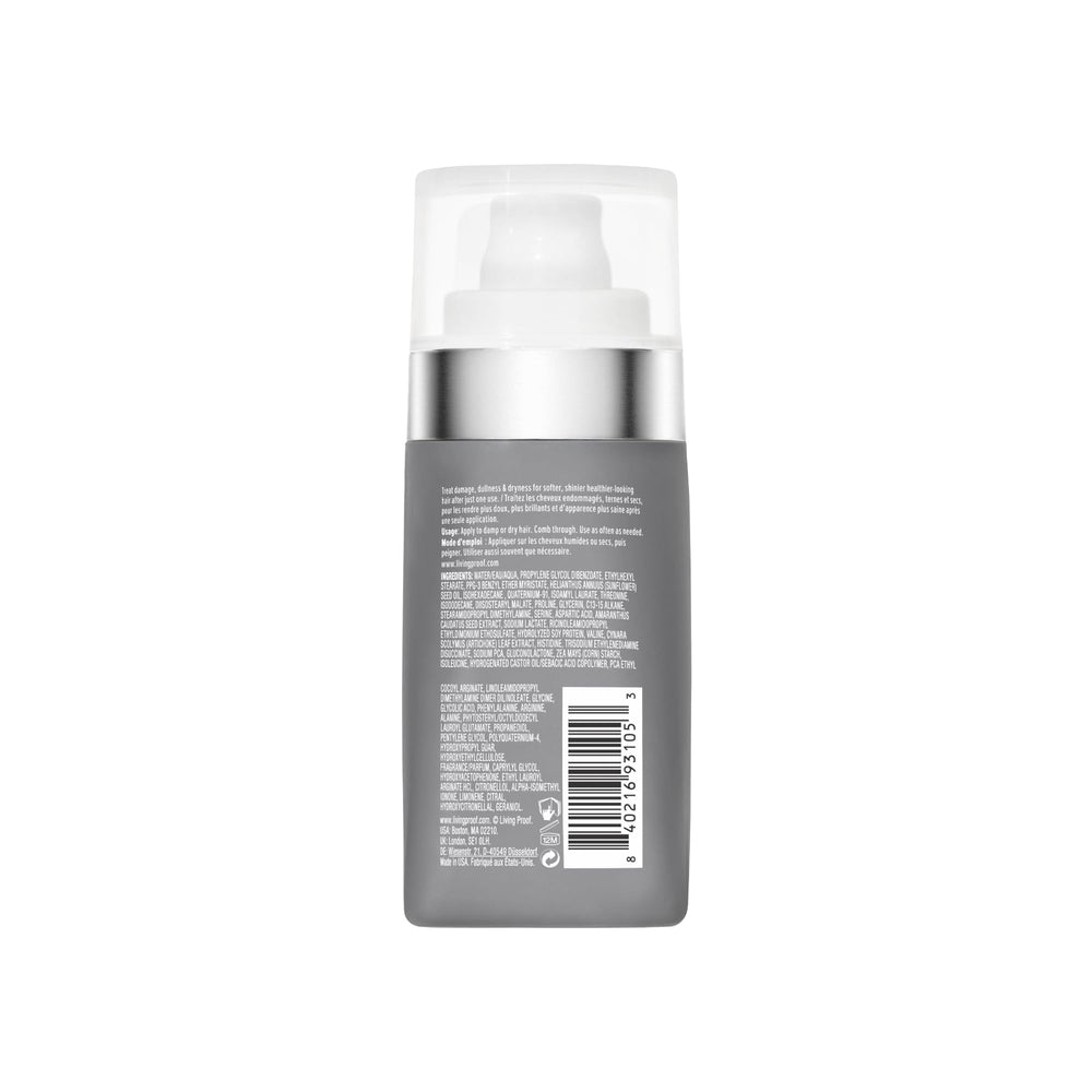 Living Proof Perfect Hair Day application shows easy-apply formula for quick frizz control.