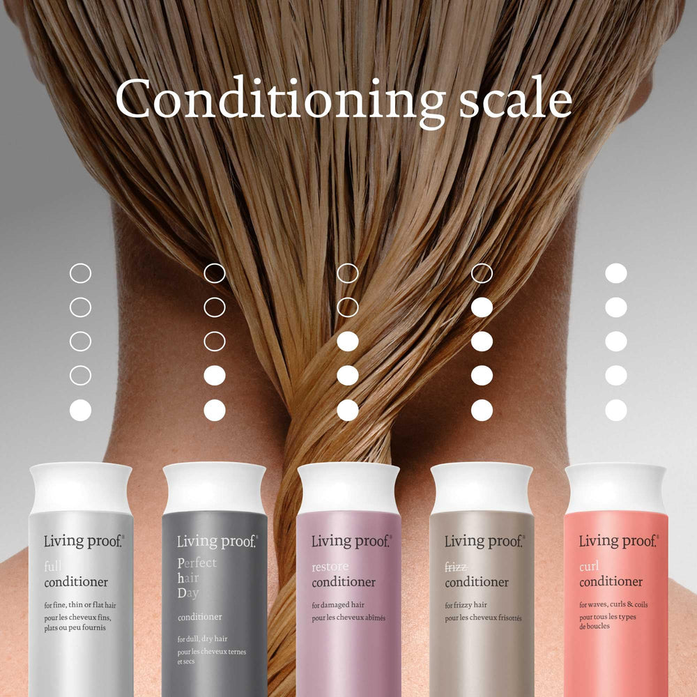 Living Proof Perfect Hair Day Conditioner after shower—weightless detangling and shine.