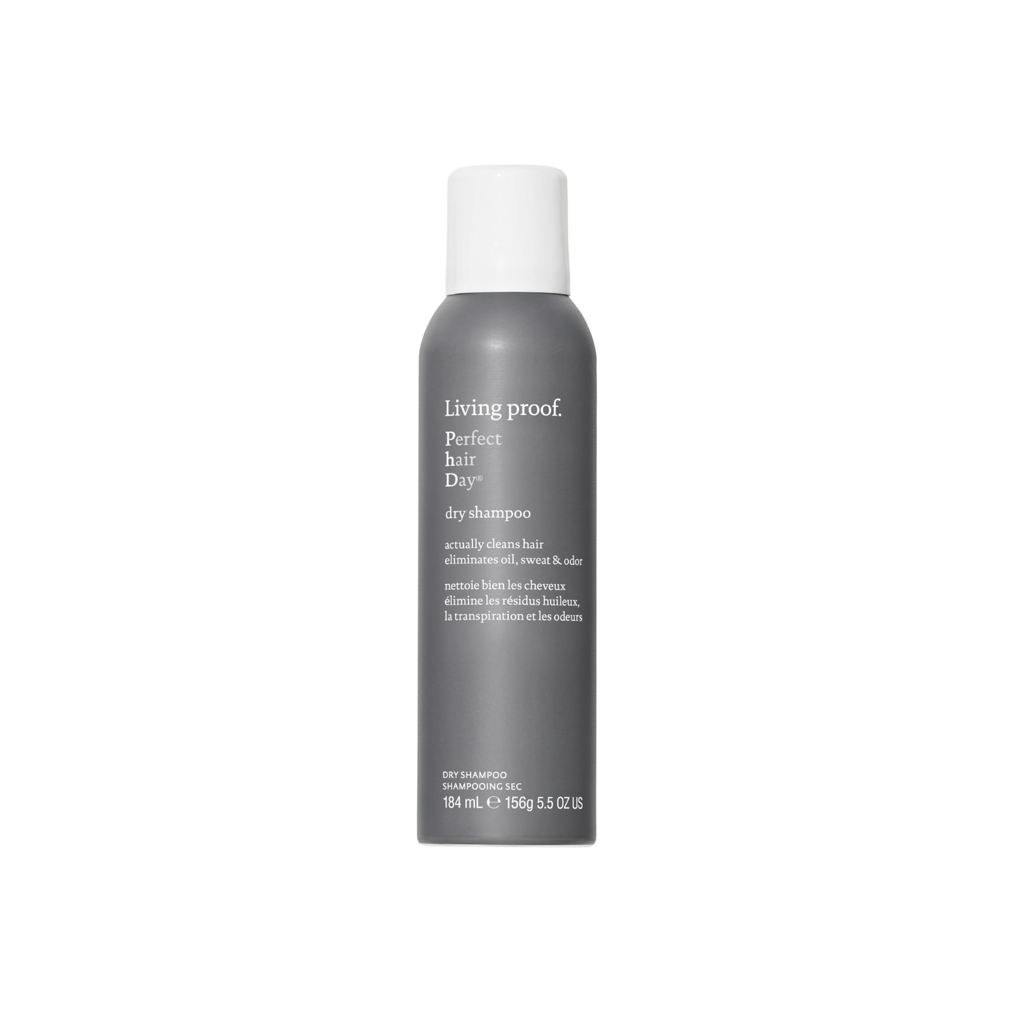 Living Proof Perfect Hair Day Dry Shampoo bottle front view for quick refresh.