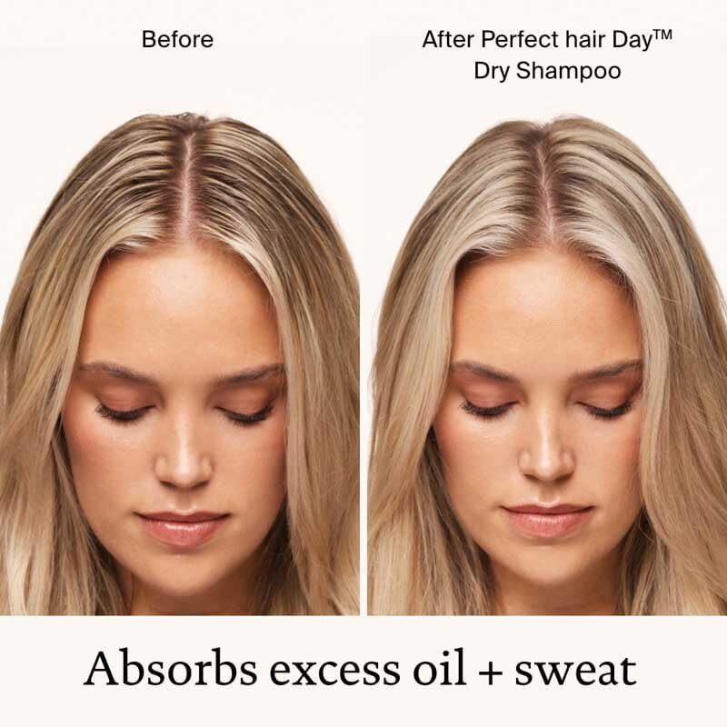 Living Proof Perfect Hair Day Dry Shampoo oil-absorption detail highlights oil removal.