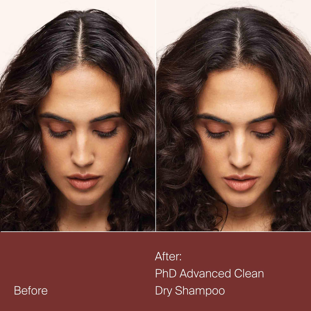 Living Proof Perfect Hair Day Dry Shampoo softness and shine close-up after use.