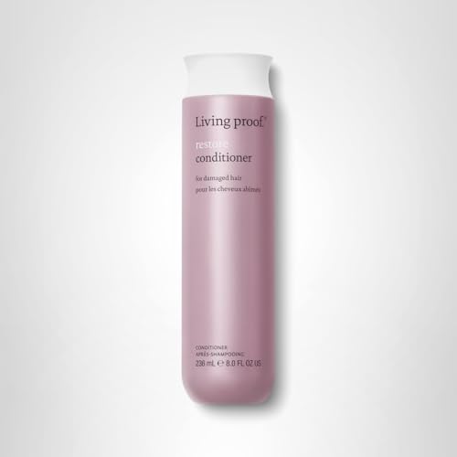 Living Proof Restore Conditioner bathroom-shelf shot conveys premium hair care routine
