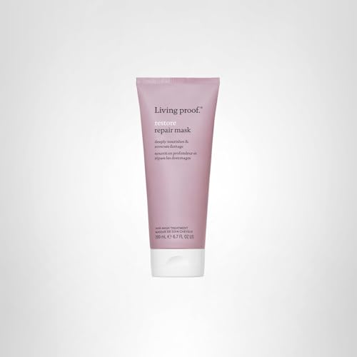 Living Proof Restore Repair Mask packaging on display highlights long-lasting softness