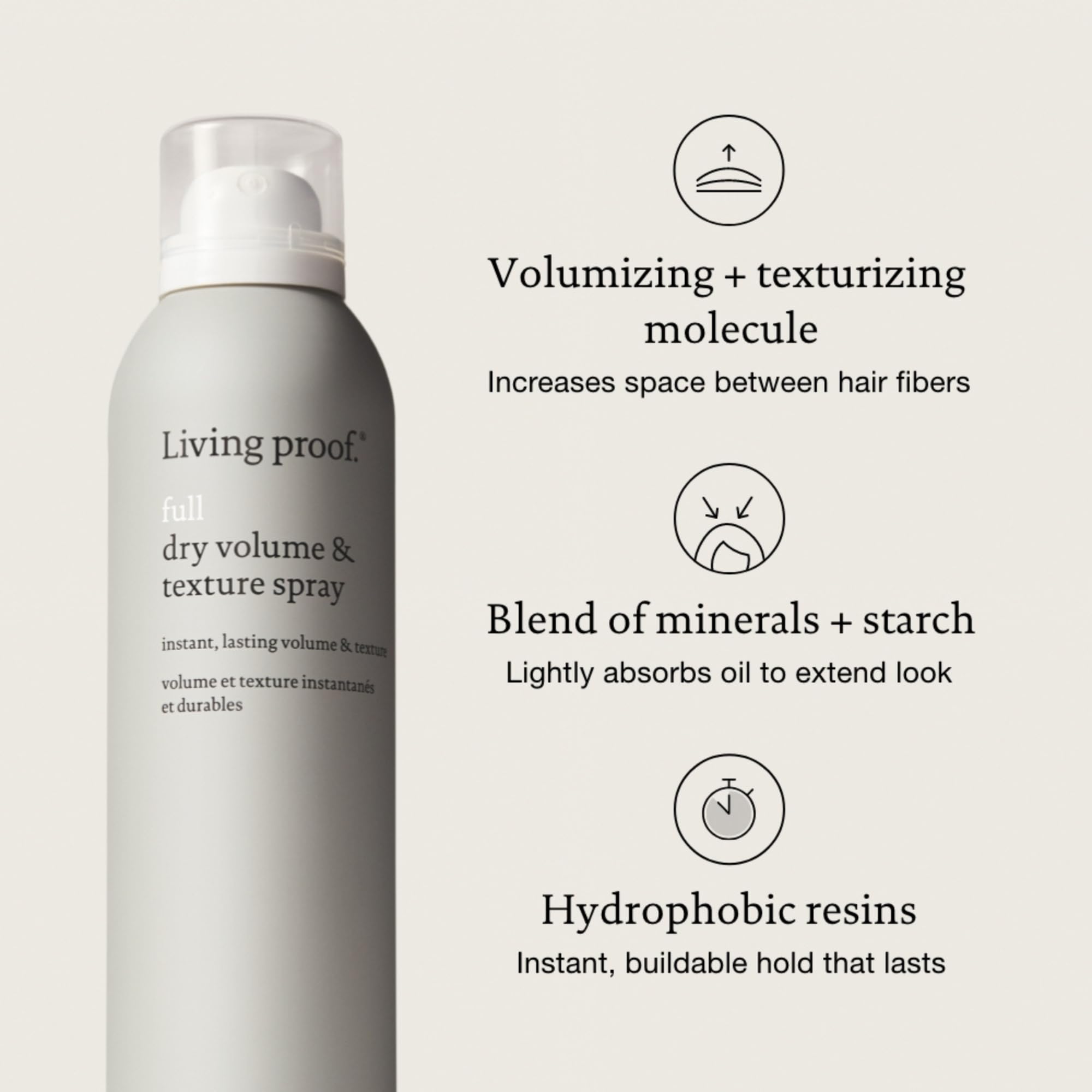 Living Proof Full Dry Volume Spray demonstrates revivable texture finish