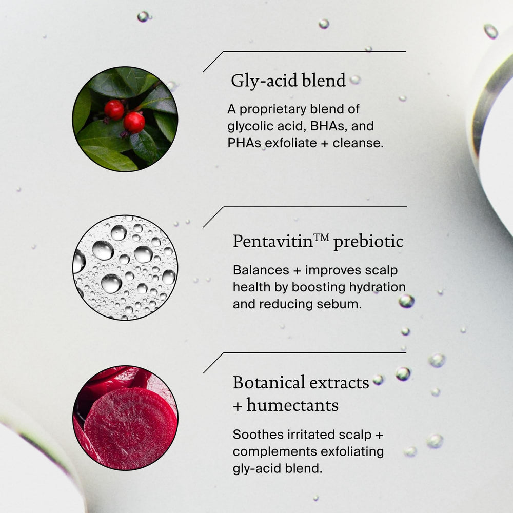Living Proof Scalp Care Exfoliator texture close-up reveals lightweight serum.