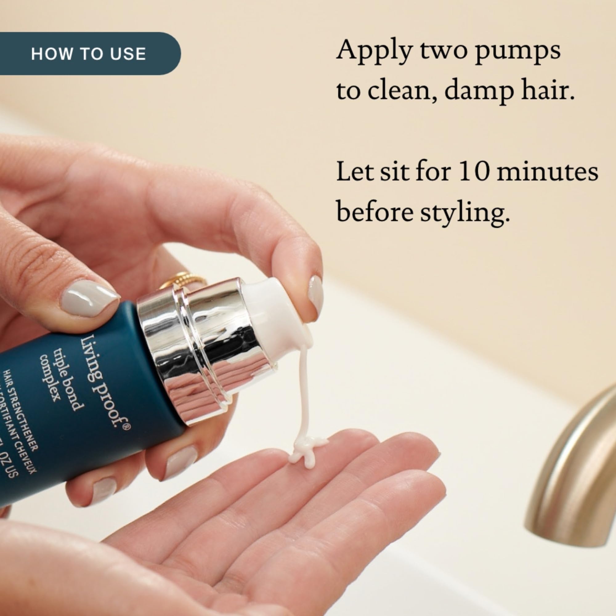 Living Proof Triple Bond Complex hair strands appear smooth and hydrated after treatment