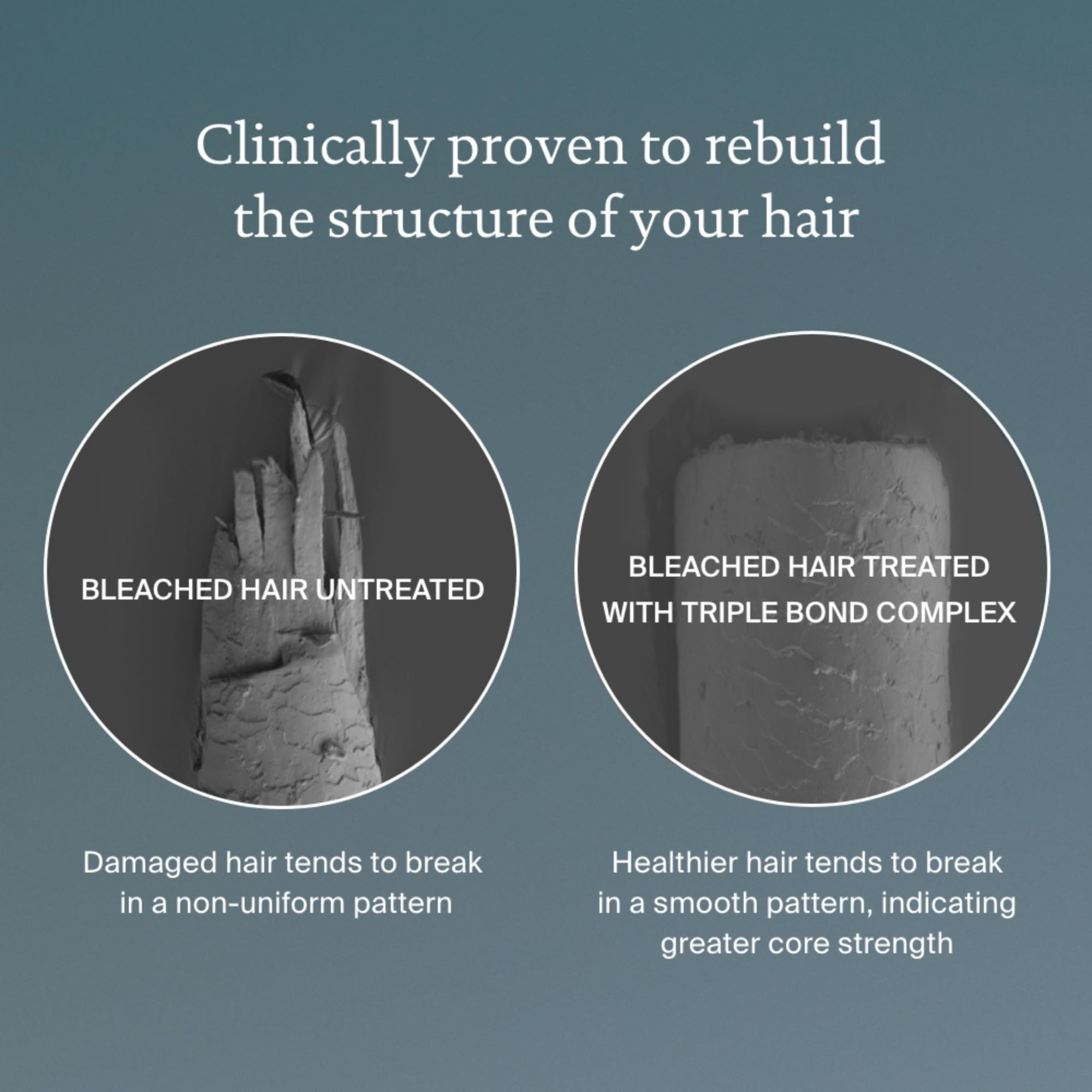 Living Proof Triple Bond Complex close-up shows shiny, soft hair texture