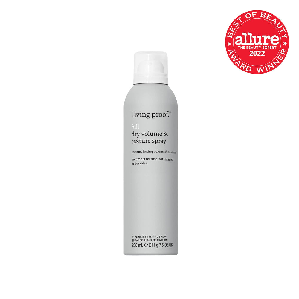 Living Proof Full Dry Volume Spray mist shows texture and fullness