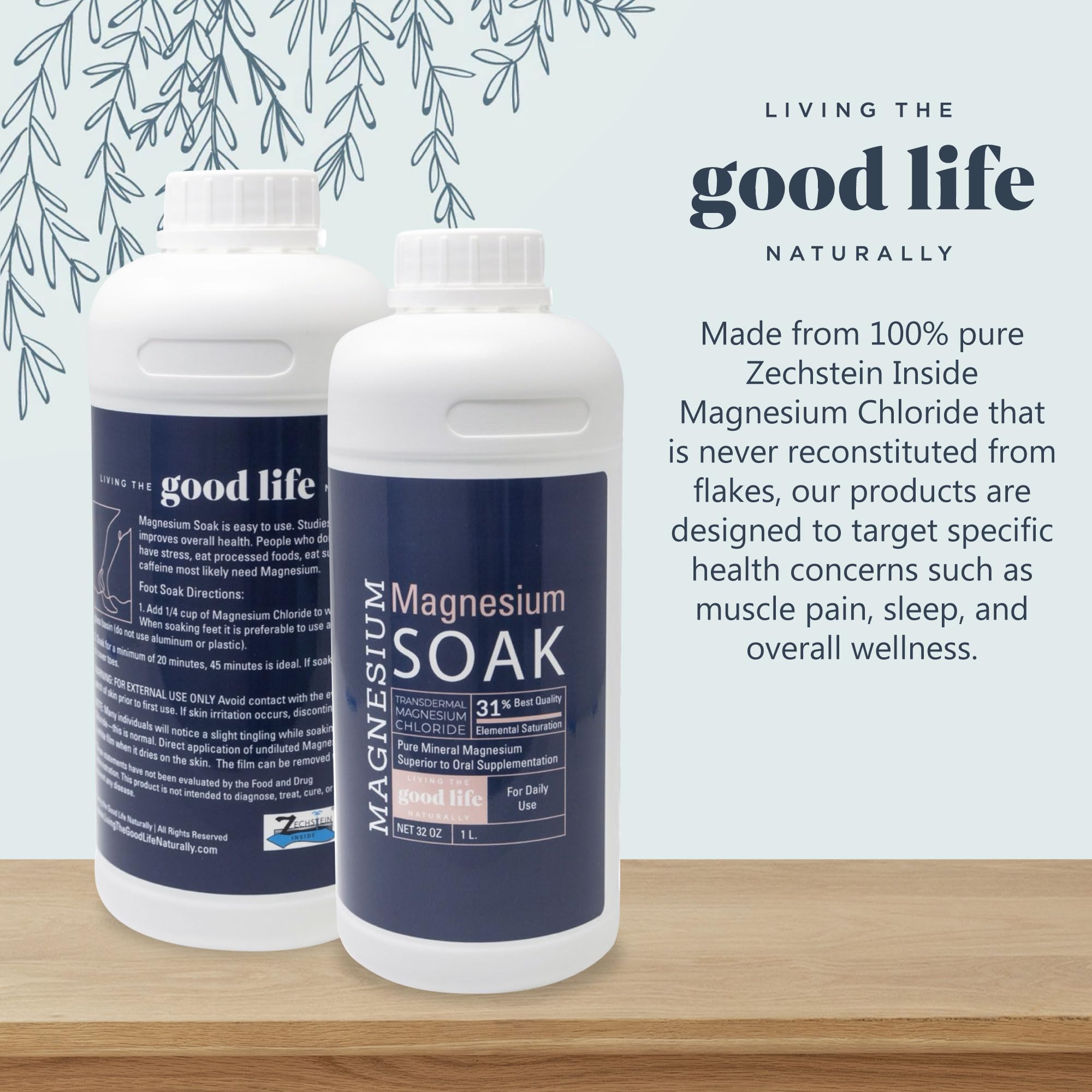 Living the Good Life Naturally magnesium soak bath scene with soft light suggests relaxation.