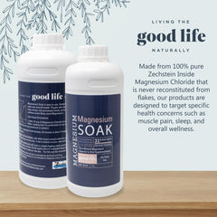 Living the Good Life Naturally magnesium soak bath scene with soft light suggests relaxation.
