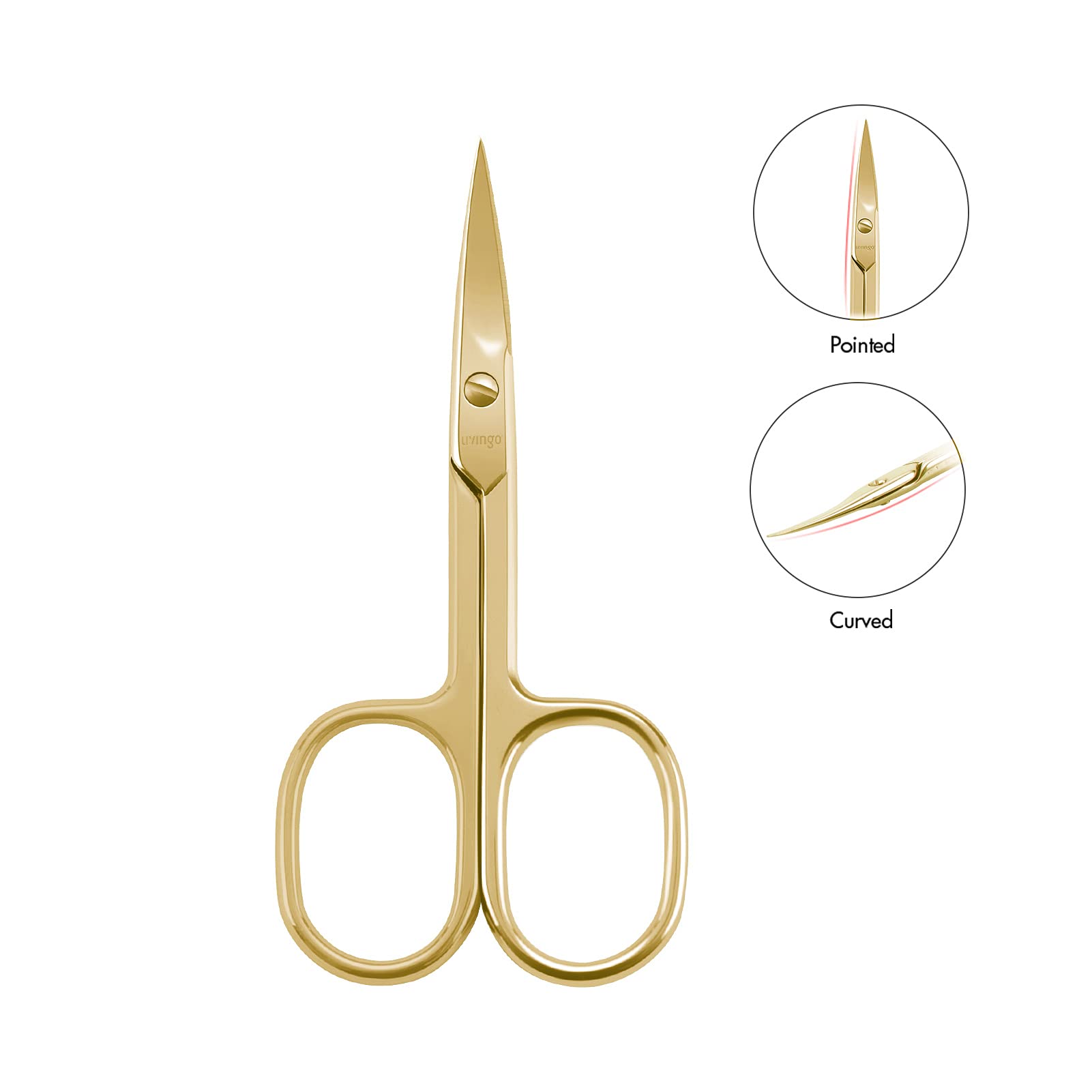 LIVINGO ergonomic-handle nail scissors offering comfortable grip for left and right hands.
