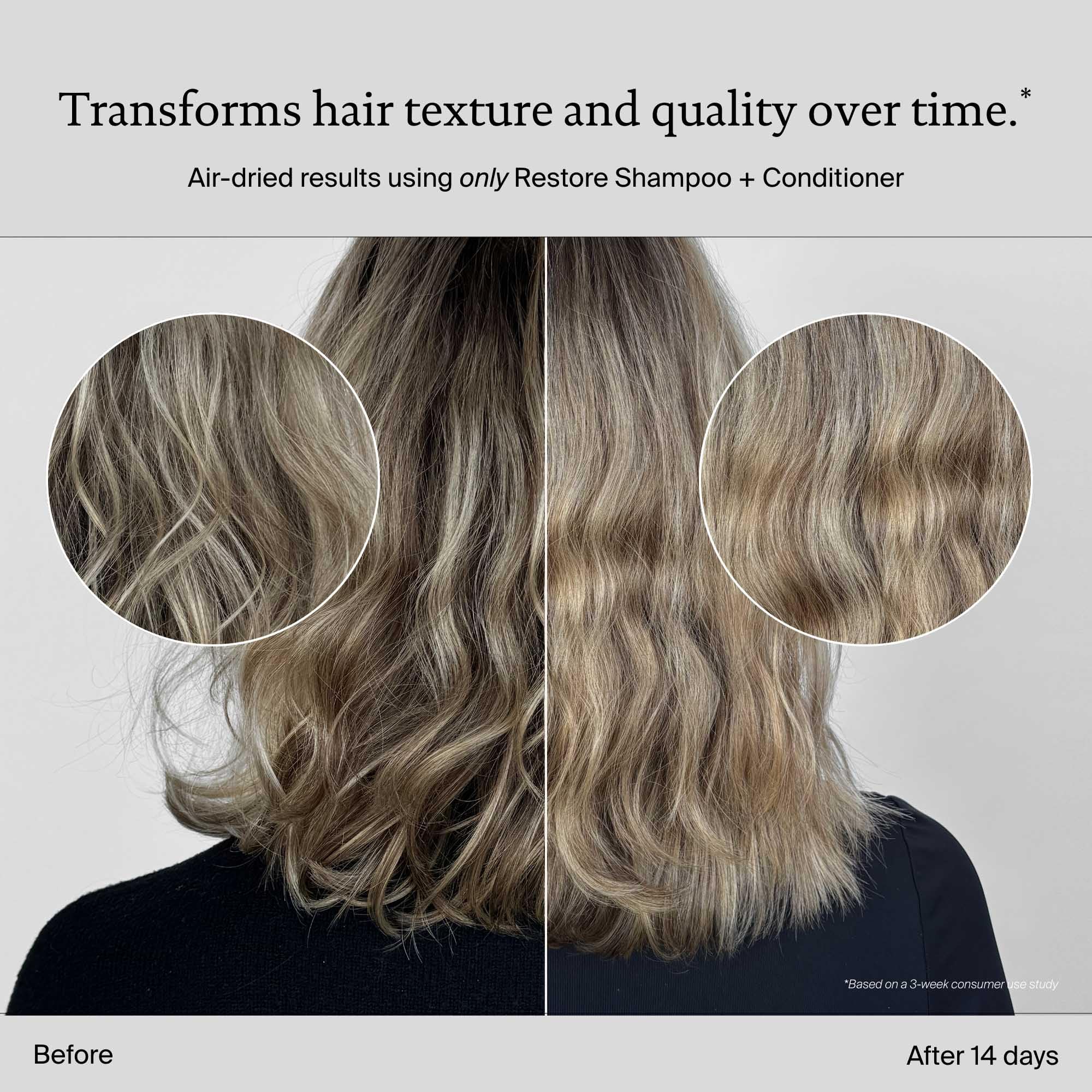 Living Proof Restore Shampoo after wash hair with radiant shine.