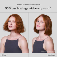 Living Proof Restore Shampoo lather highlights deep cleansing and softness.
