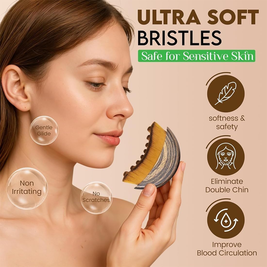 lıwraa bristles closeup reveals ultra-soft bristles glide smoothly on sensitive skin.